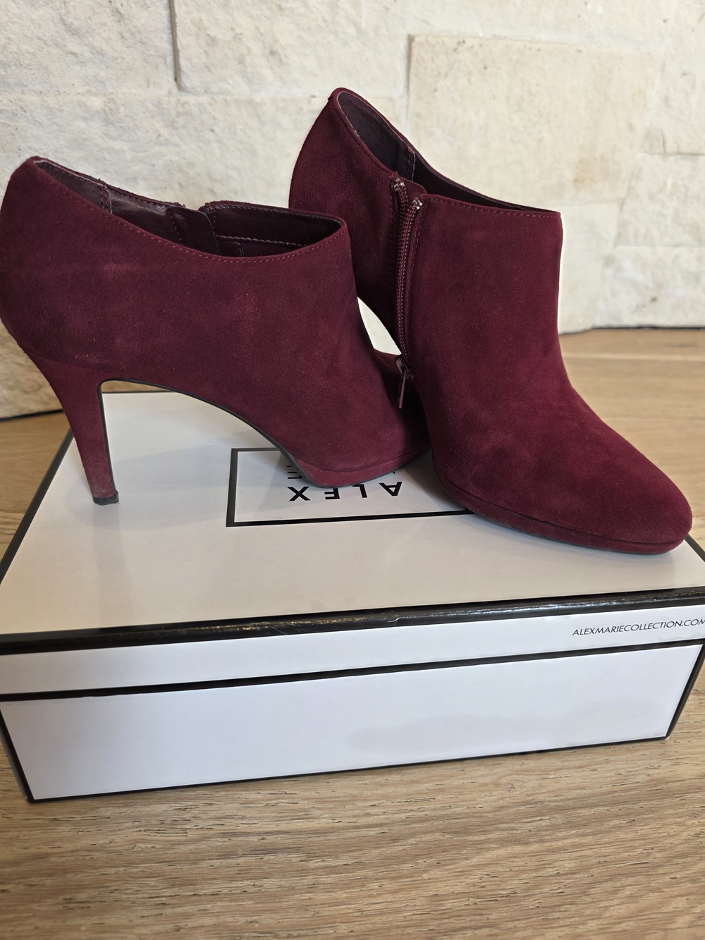 Alex Marie Women's Burgundy Suede Ankle Booties